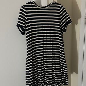 Navy and White Striped Dress